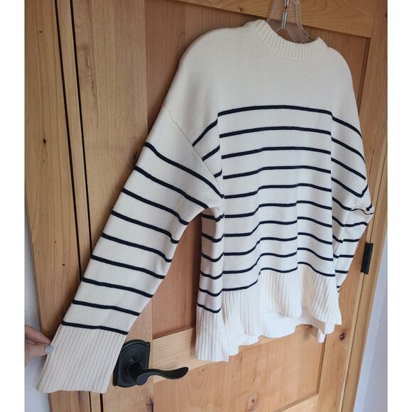 Zara Thick Breton Striped French Sailor SMALL Sweater Capsule Wardrobe Cream S - Picture 4 of 6